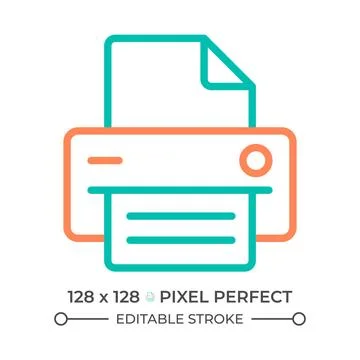 Printer two color line icon Stock Illustration
