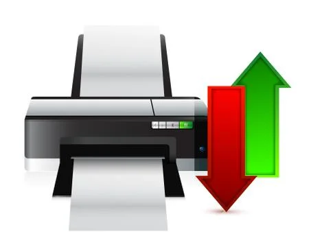 Printer upload and download content illustration design over white Illustrazione stock