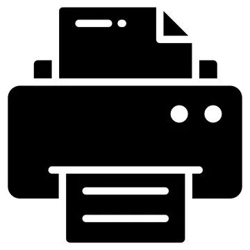 Printer vector glyph icon, school and education icon. Illustrazione stock