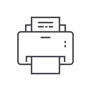 Printer vector line icon, sign, illustration on background, editable strokes Stock Illustration