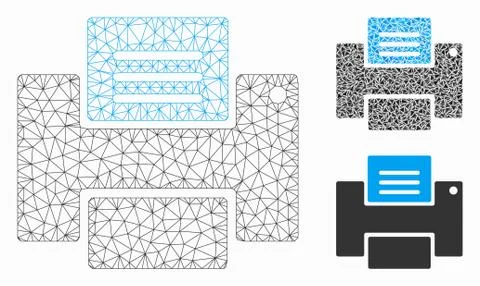 Printer Vector Mesh Network Model and Triangle Mosaic Icon イラスト素材