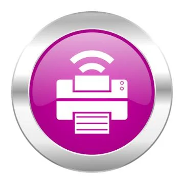 Printer violet circle chrome web icon isolated. Stock Illustration
