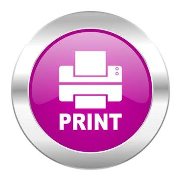 Printer violet circle chrome web icon isolated. Stock Illustration