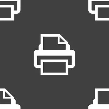 Printer web icon. flat design. Seamless pattern. Stock Illustration