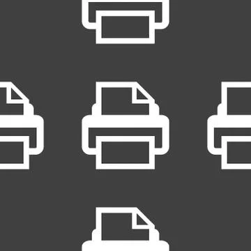 Printer web icon. flat design. Seamless pattern. Stock Illustration