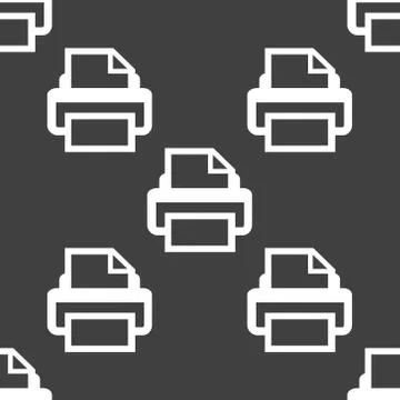Printer web icon. flat design. Seamless pattern. Stock Illustration
