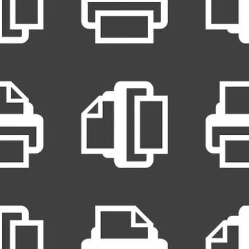 Printer web icon. flat design. Seamless pattern. Stock Illustration