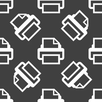 Printer web icon. flat design. Seamless pattern. Stock Illustration