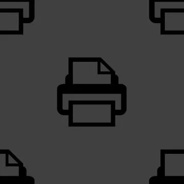 Printer web icon. flat design. Seamless pattern. Stock Illustration