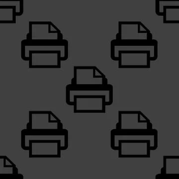 Printer web icon. flat design. Seamless pattern. Stock Illustration
