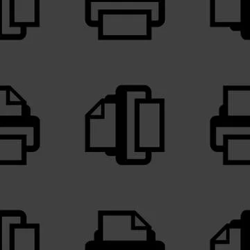 Printer web icon. flat design. Seamless pattern. Stock Illustration