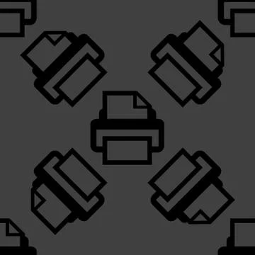 Printer web icon. flat design. Seamless pattern. Stock Illustration