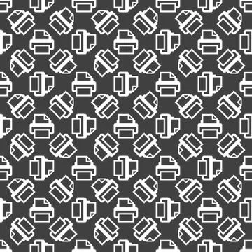 Printer web icon. flat design. Seamless pattern. Illustrazione stock