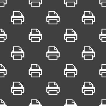 Printer web icon. flat design. Seamless pattern. Illustrazione stock