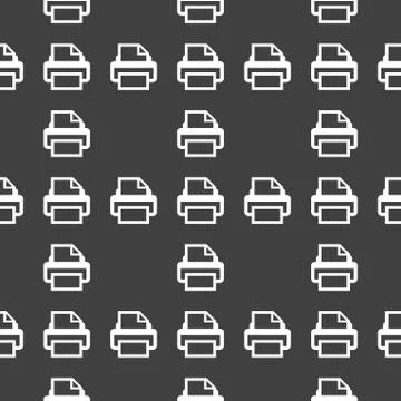 Printer web icon. flat design. Seamless pattern. Stock Illustration