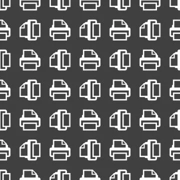 Printer web icon. flat design. Seamless pattern. Stock Illustration