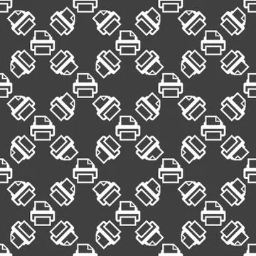 Printer web icon. flat design. Seamless pattern. Stock Illustration