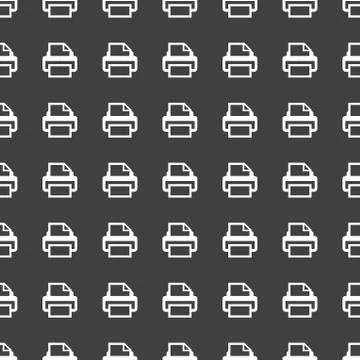 Printer web icon. flat design. Seamless pattern. Stock Illustration