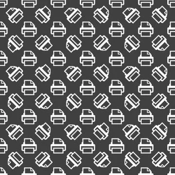 Printer web icon. flat design. Seamless pattern. Stock Illustration