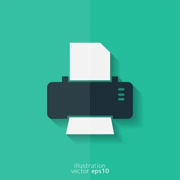 Printer web icon. Flat design. Stock Illustration