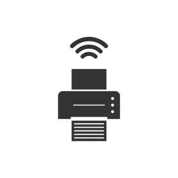 Printer with wi-fi connection icon flat Stock Illustration