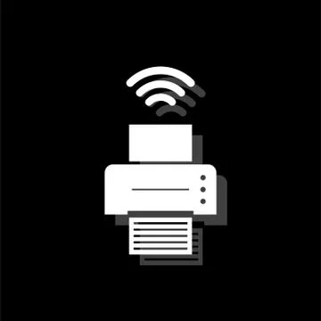 Printer with wi-fi connection icon flat Stock Illustration