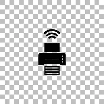 Printer with wi-fi connection icon flat Stock Illustration