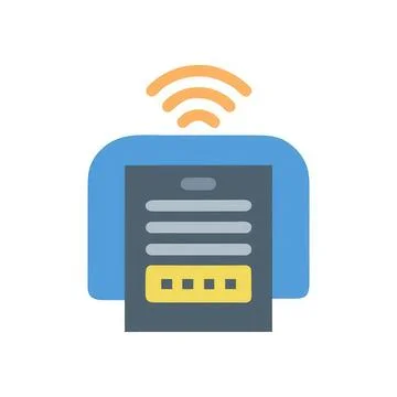 Printer with wi-fi signal in a modern office setting Stock Illustration
