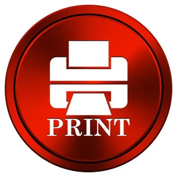 Printer with word print icon Stock Illustration