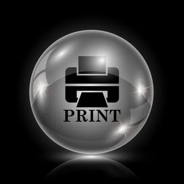 Printer with word print icon Stock Illustration