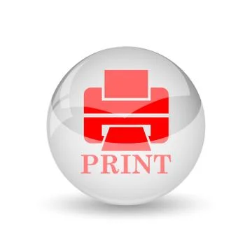 Printer with word print icon. internet button on white background.. Stock Illustration