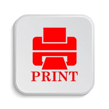 Printer with word PRINT icon. Internet button on white background.. Stock Illustration