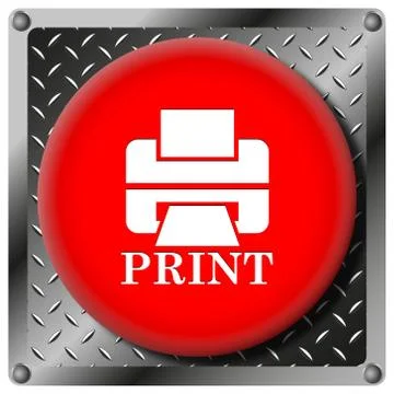 Printer with word print metallic icon Stock Illustration