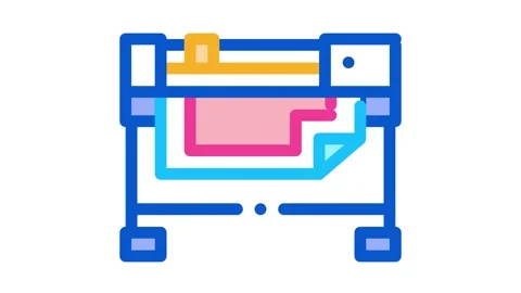 Printer for work icon outline illustration Stock Footage 145278765