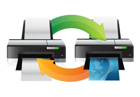 Printer working cycle illustration design over white Ilustración de archivo
