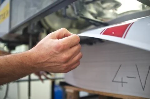 Printer working at offset machine Stock Photos