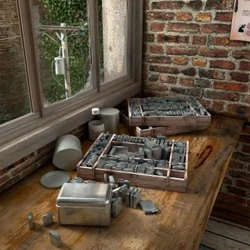 Printer workshop Stock Illustration