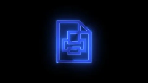Printfax printer file stroke icon glowing neon animation Stock Footage 289465492
