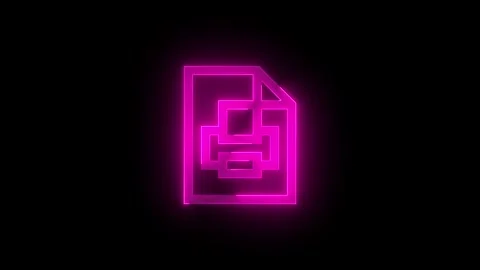 Printfax printer file stroke icon glowing neon animation Stock Footage 289465506