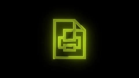 Printfax printer file stroke icon glowing neon animation Stock Footage 289465526