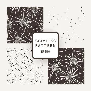 PrintFour vector pattern with fireworks and chaotic points Illustrazione stock