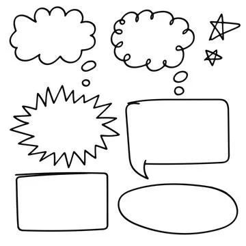 PrintHand drawn doodle speech bubbles, burst, and stars collection. Vector Stock Illustration