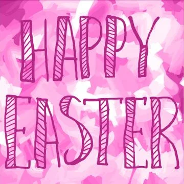 PrintHappy Easter Green on Pink Print Greeting Card Lettering Stock Illustration