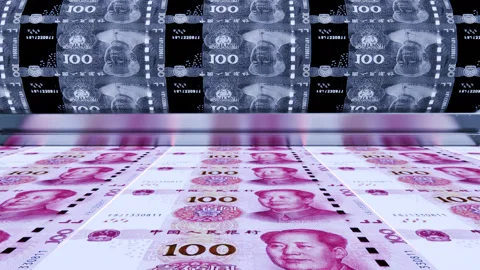 Printing 100 Yuan Banknotes 2  Stock Footage 314719449