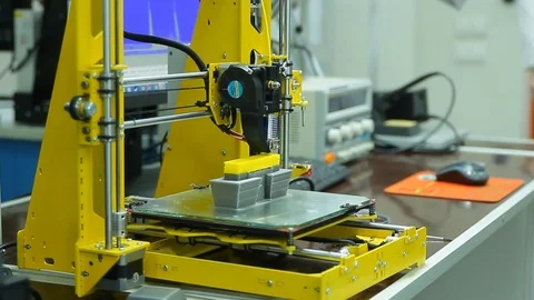 Printing on a 3D printer layout.Overall plan Stock Footage 84785141