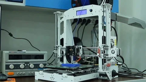 Printing on a 3D printer layout.Overall plan Stock Footage 84785248