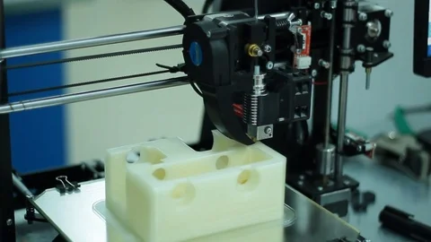 Printing on a 3D printer layout.Сlose-up Stock Footage 84785092