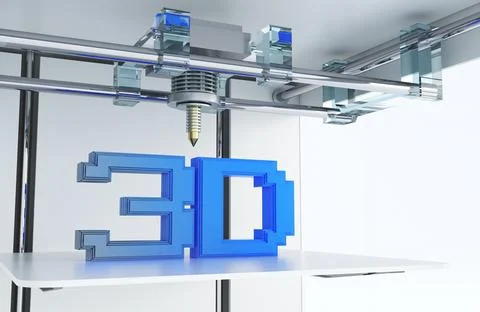 Printing in 3D Technology Stock Illustration