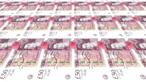 Printing 50 Pounds bills Stock Footage 251462848