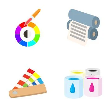 Printing and design industry tools and color selection Ilustração Stock